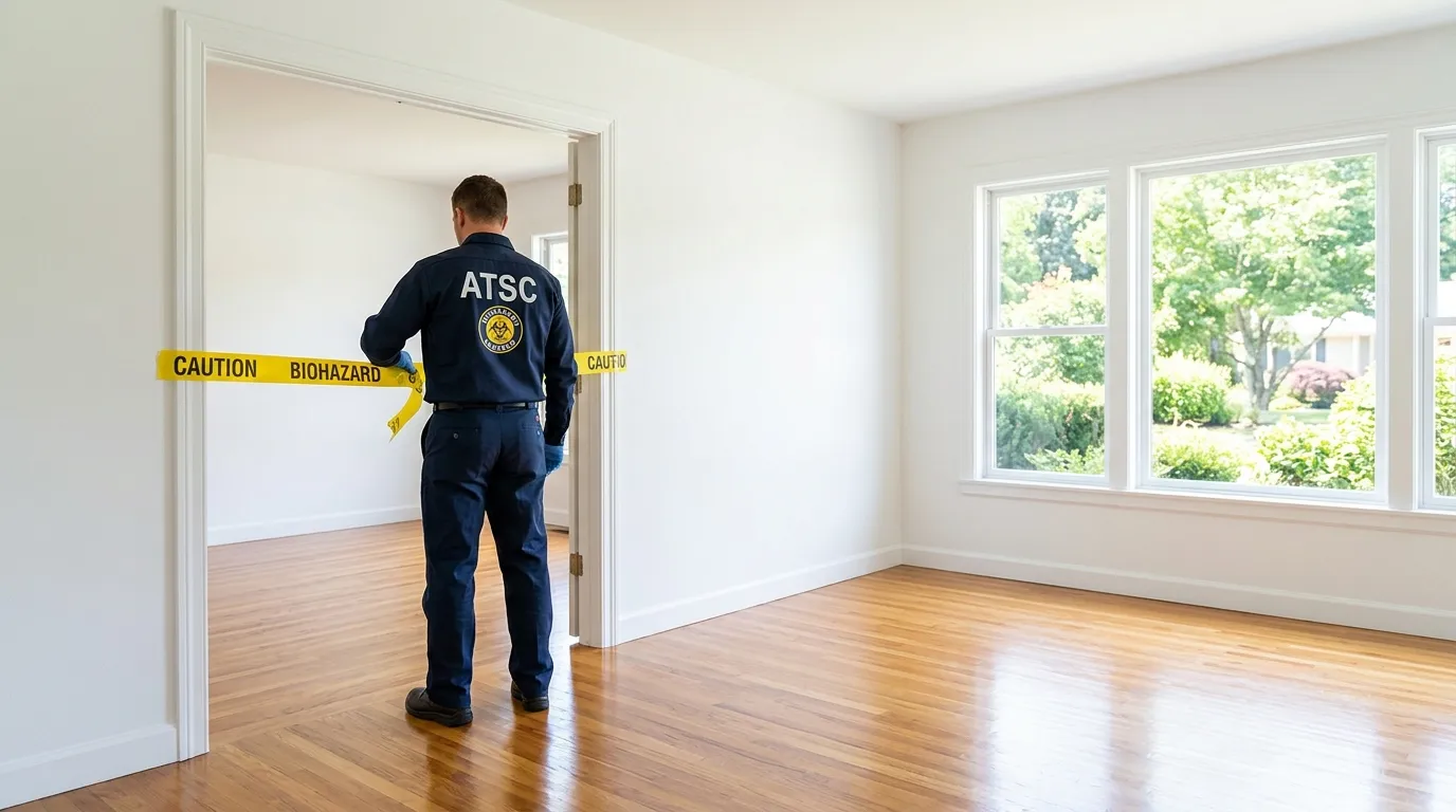 Certified biohazard cleanup crew performing Trauma Scene Cleanup in Ionia